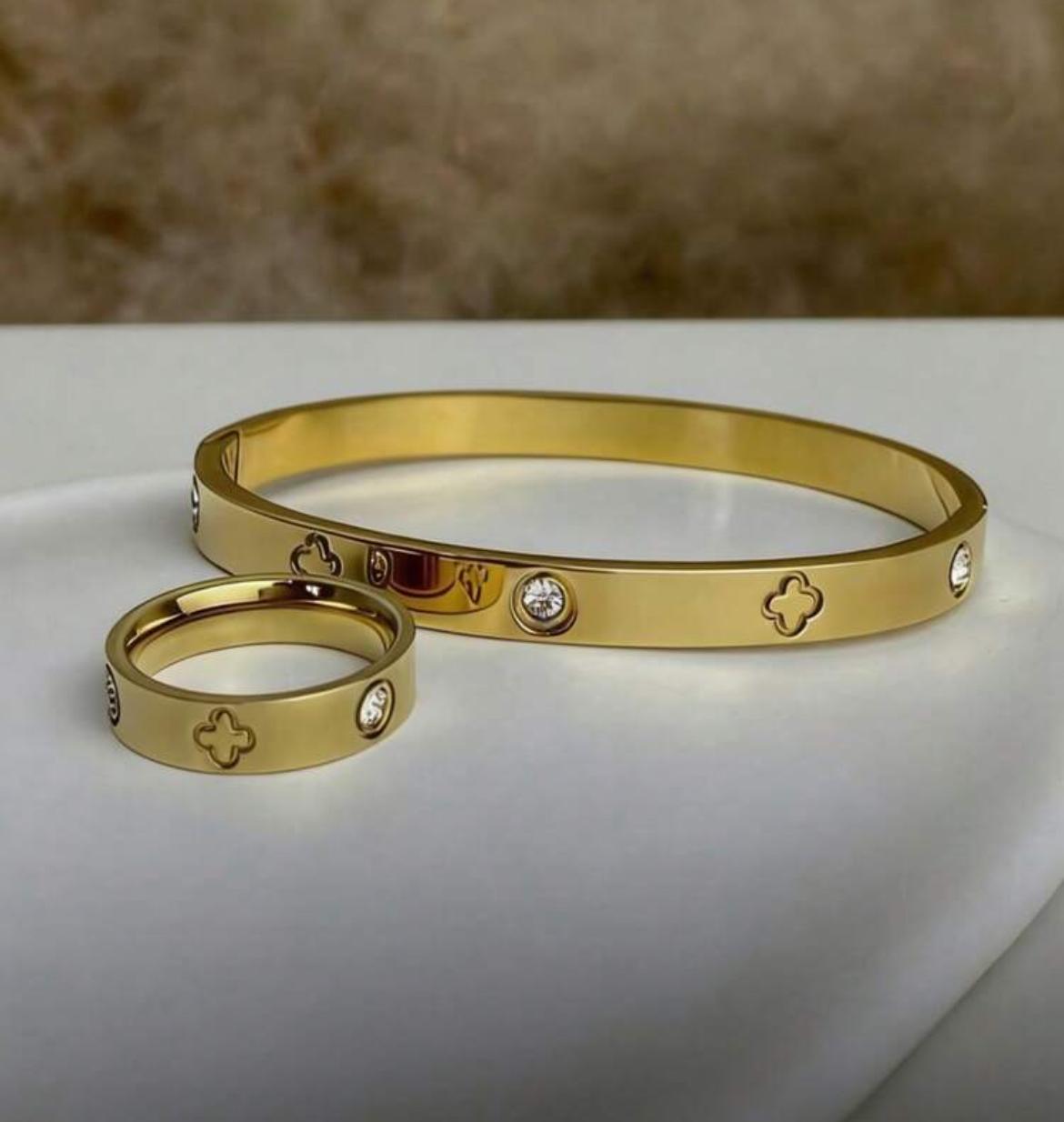 Love Friendship zirconia Bangle & Ring Set