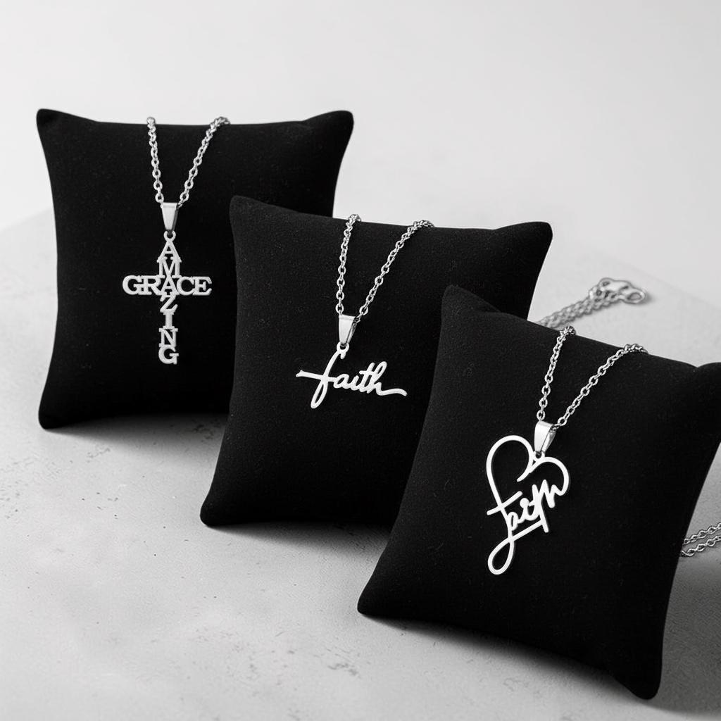 3 piece faith necklace set