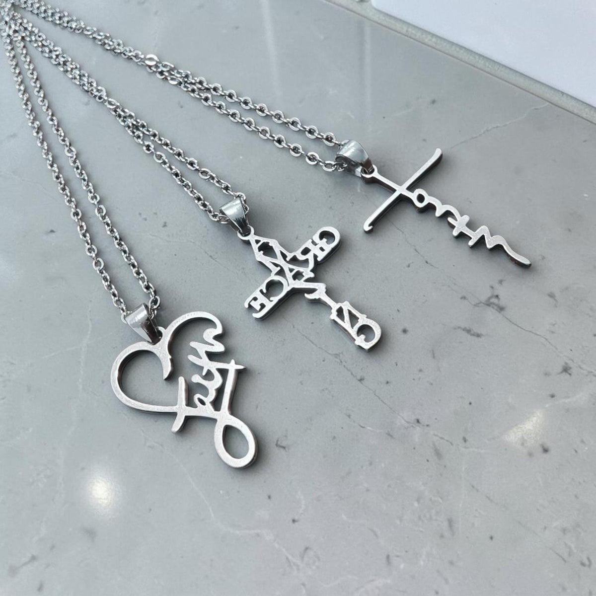 3 piece faith necklace set