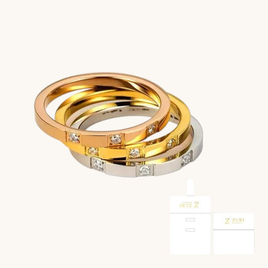 3 pc Zirconia Ring set -Stainless