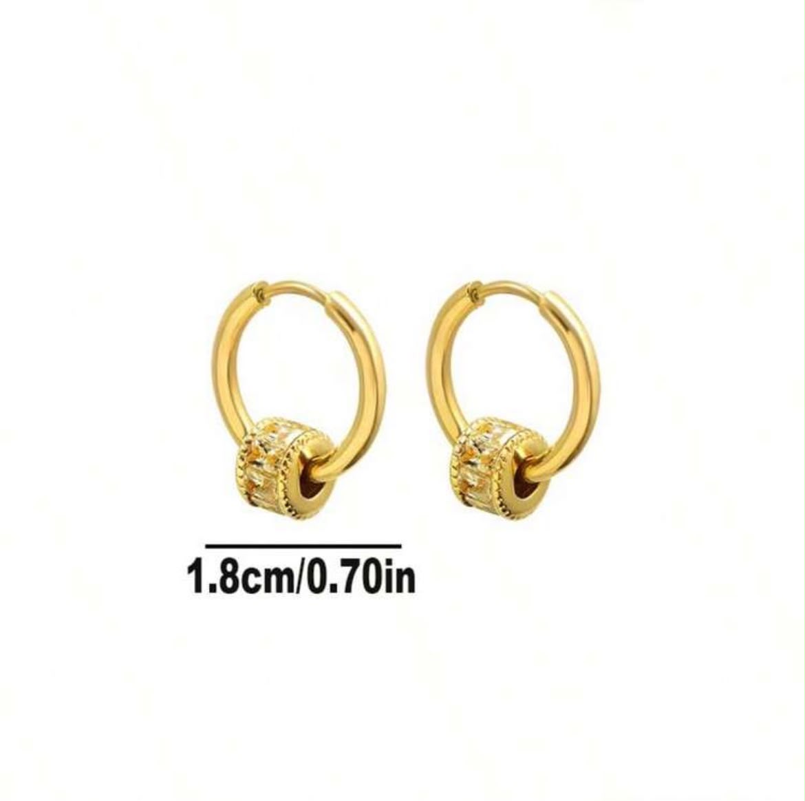 Stainless Rhinestone Hoop Earrings