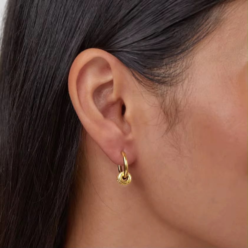Stainless Rhinestone Hoop Earrings