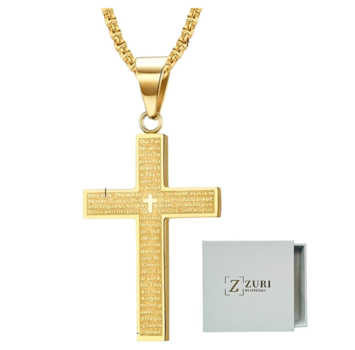Zuri Lord's Prayer Stainless Steel Necklace