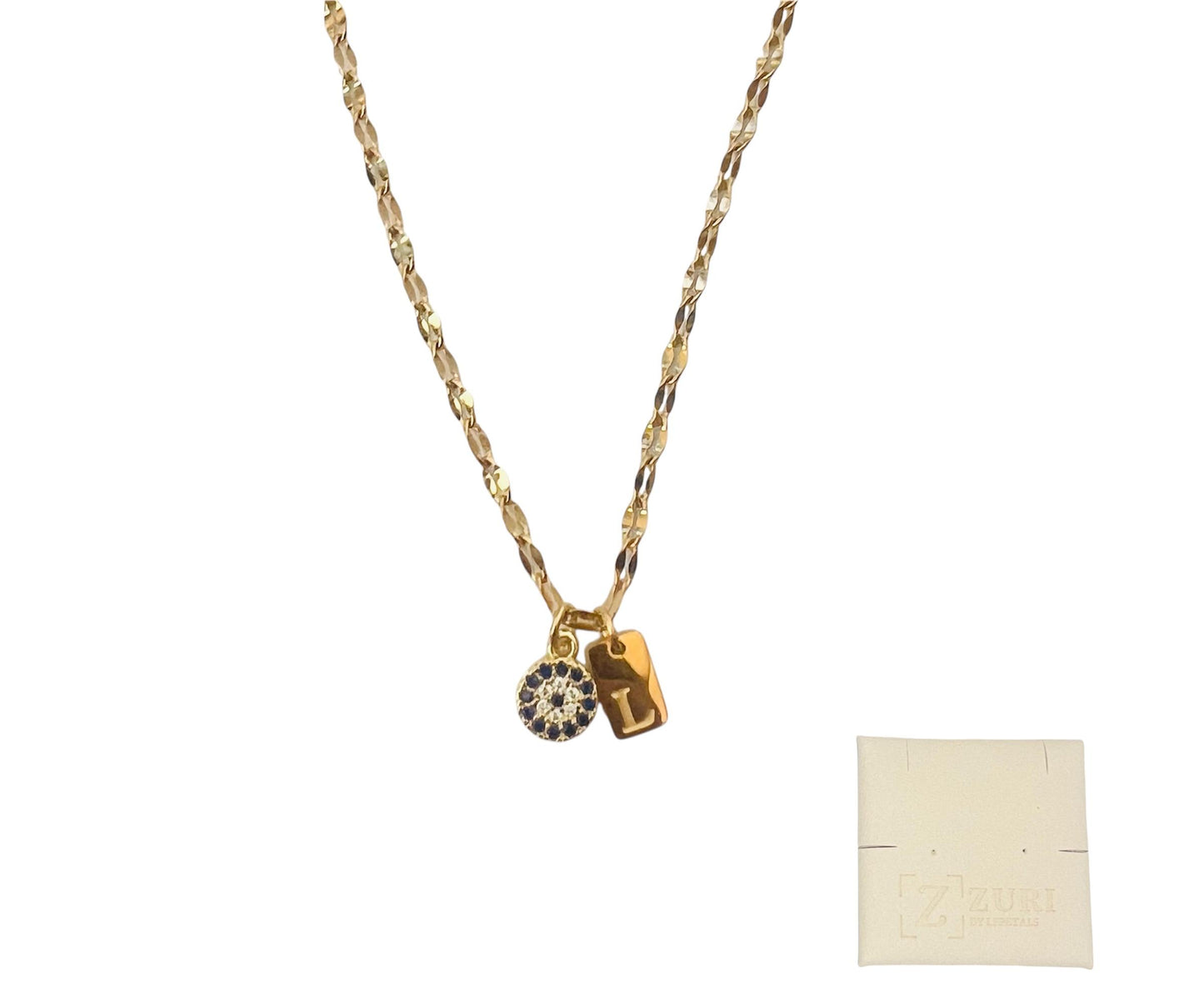Zuri Titanium Letter card Necklace