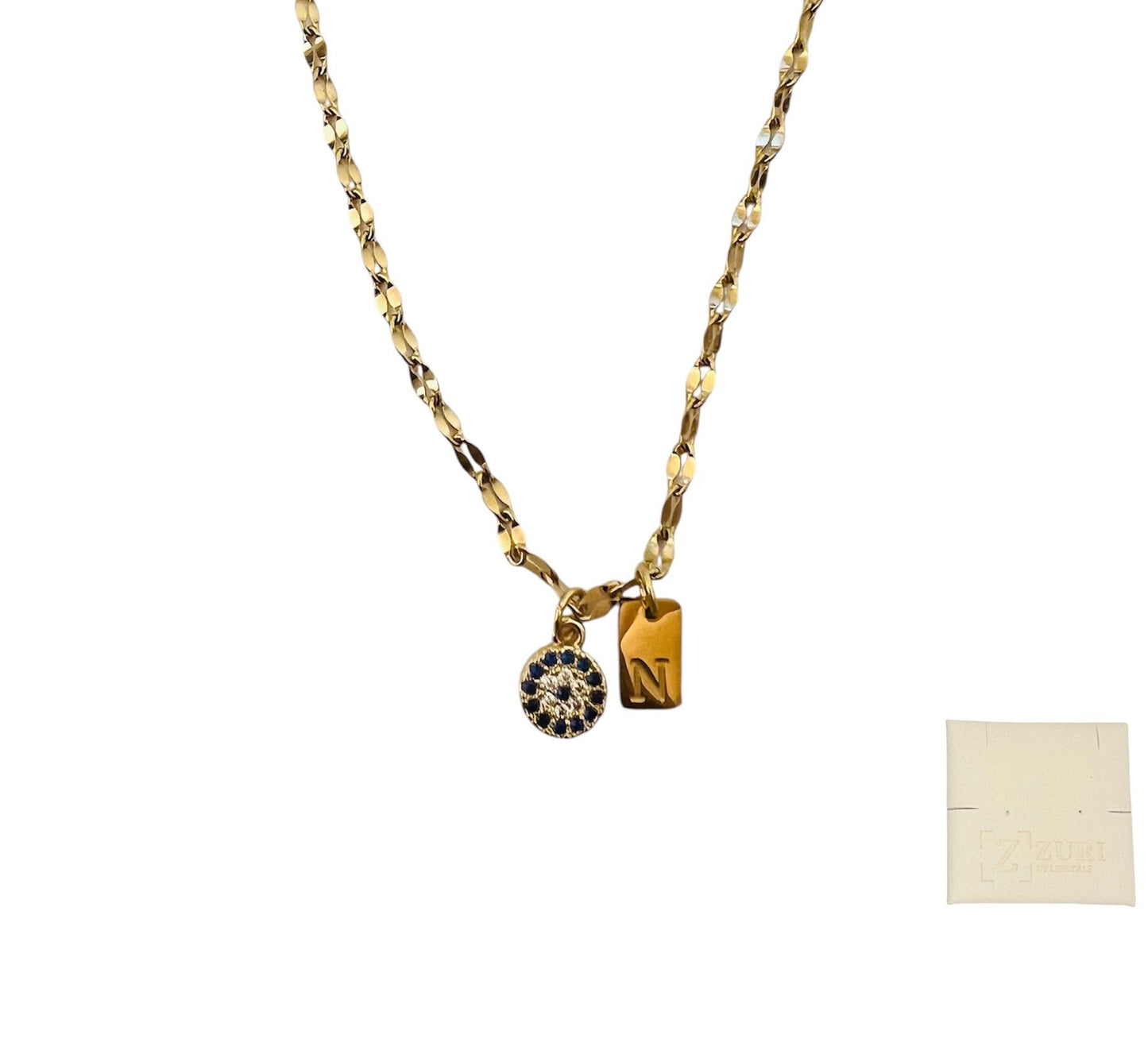 Zuri Titanium Letter card Necklace