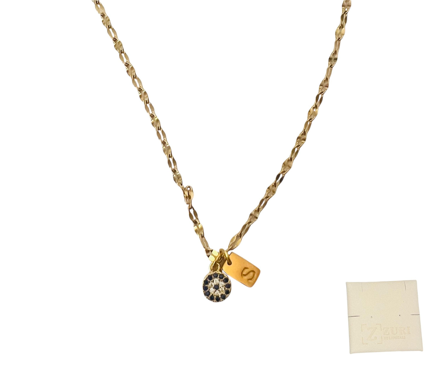 Zuri Titanium Letter card Necklace