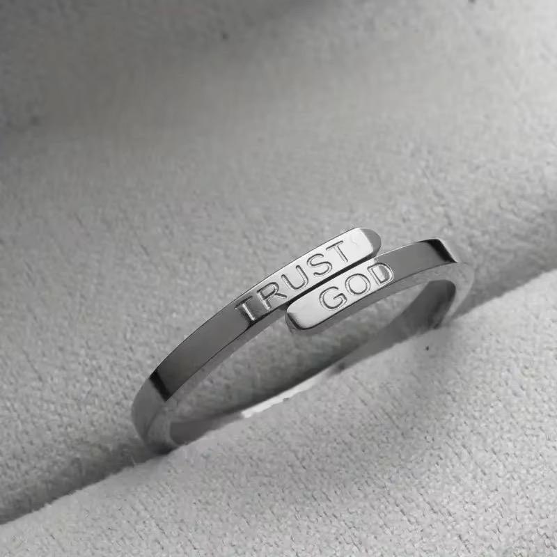 Stainless Trust God Ring