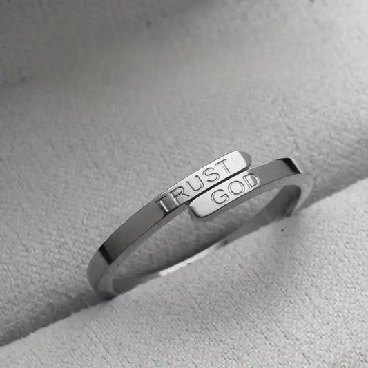 Stainless Trust God Ring