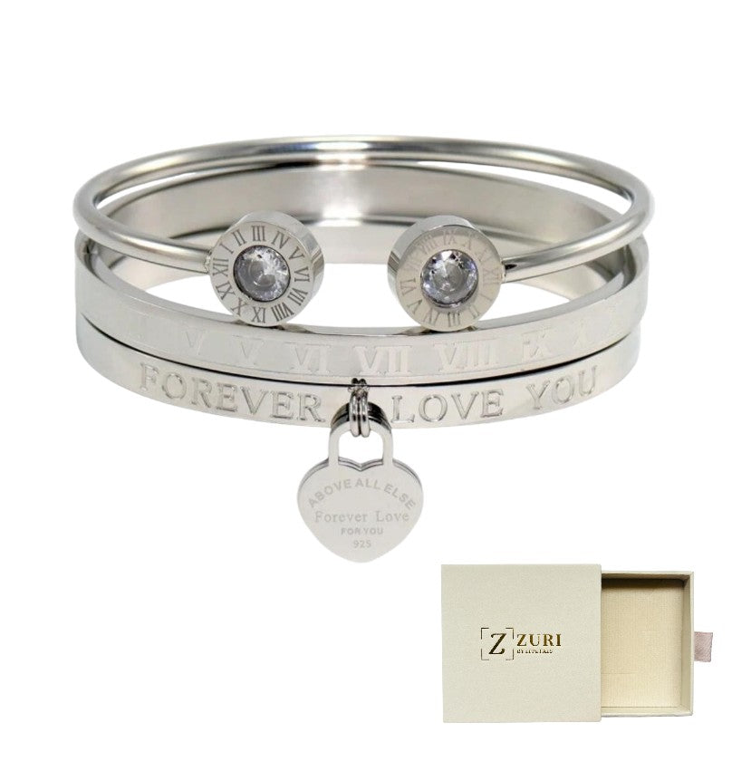 Gold Numeral Love 3 Piece Bangles