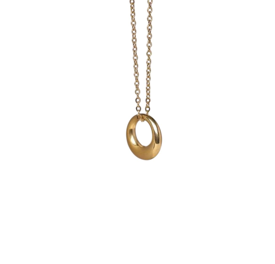 Round Pedant Gold Necklace -Titanium