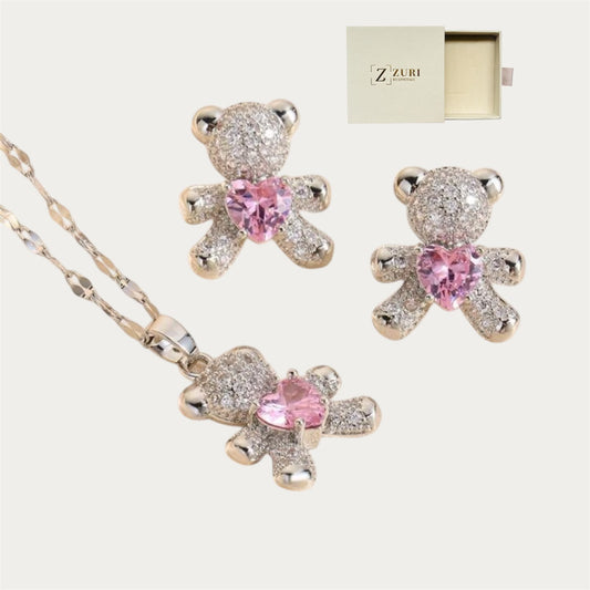 Kids stainless silver teddy set
