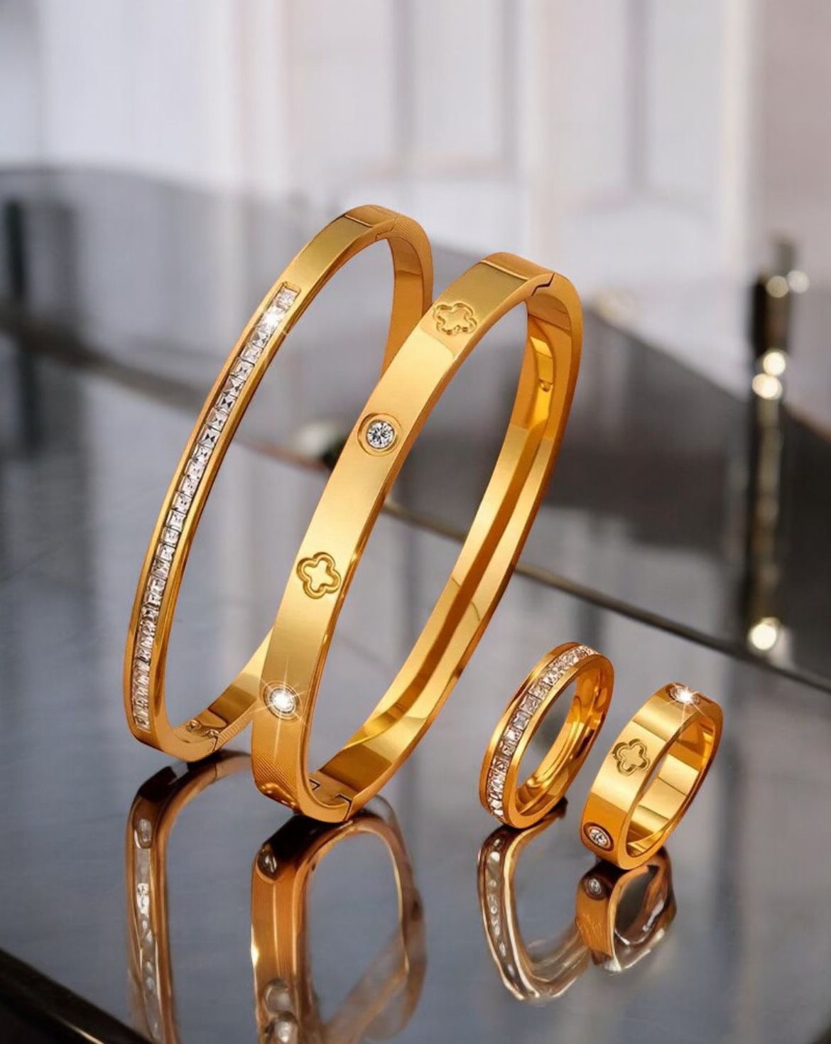 Titanium Bangle-Ring Set-SIZE 8