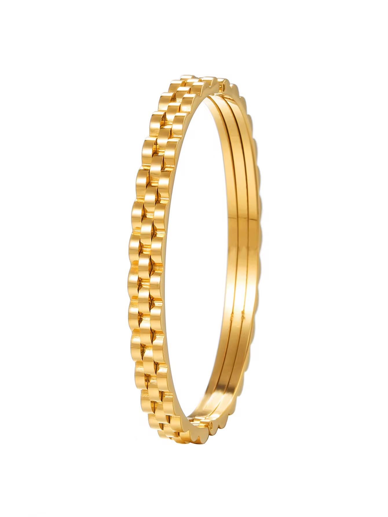 Retro Gold Bangle 3 piece Set-Stainless