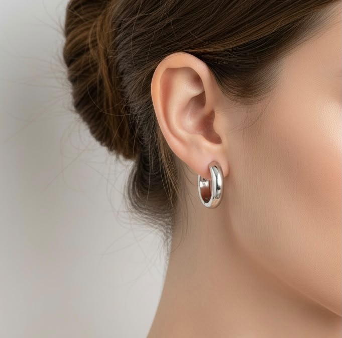 Titanium Silver Hoop Earrings