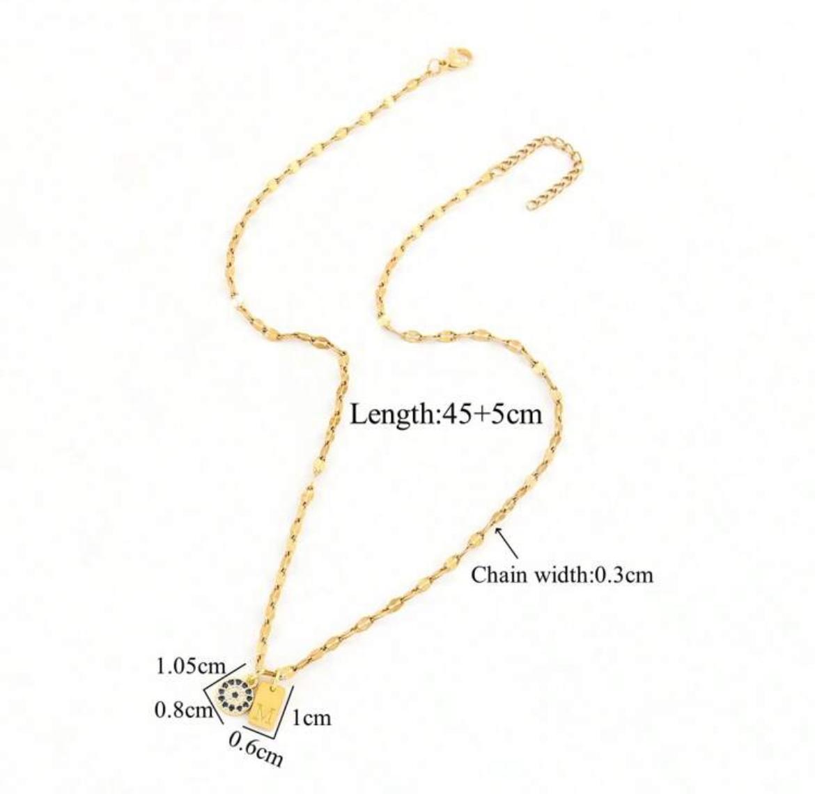 Zuri Titanium Letter card Necklace