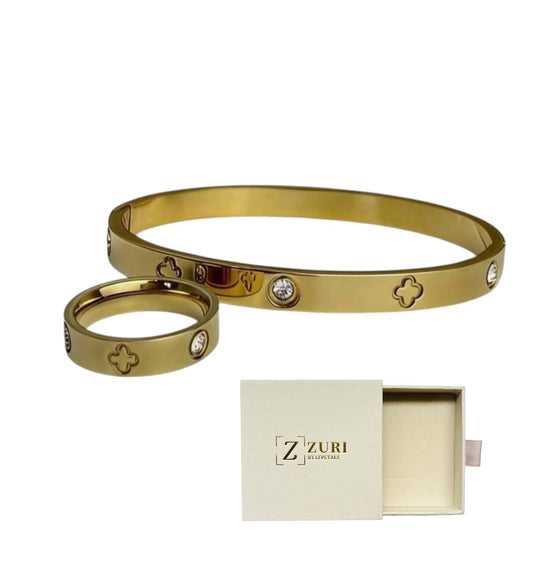 Love Friendship zirconia Bangle & Ring Set