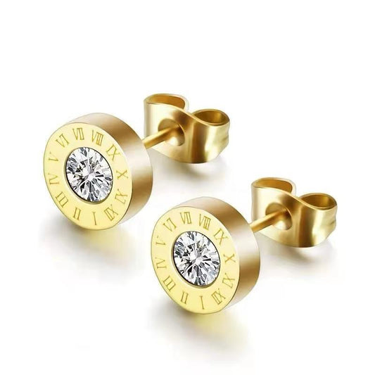 Stainless Rhinestone Stud Earrings