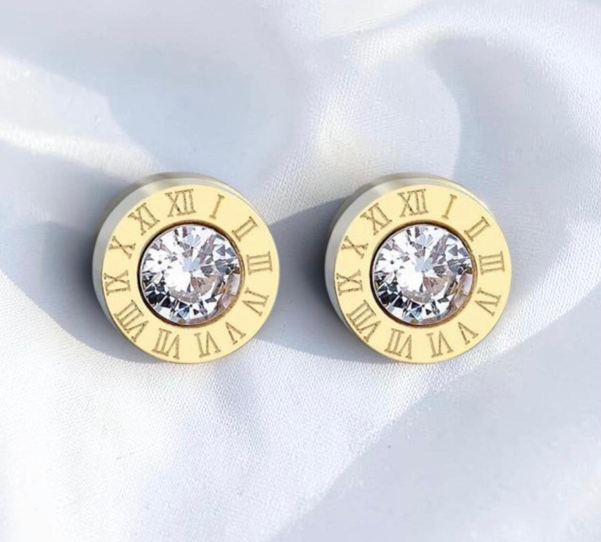 Stainless Rhinestone Stud Earrings